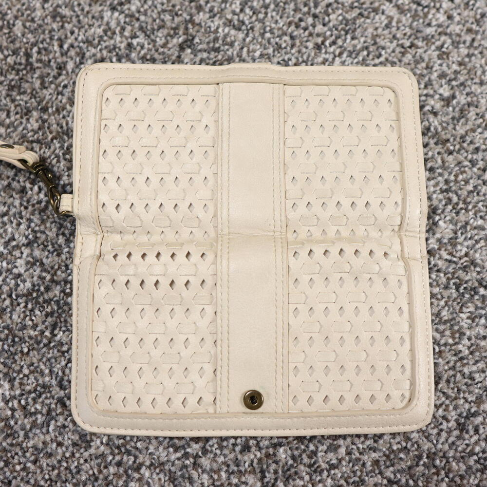 faux leather y2k wallet beige white wristlet wallet clutch - Picture 5 of 7